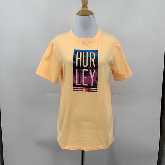 Hurley T Shirt Boys XL Extra Large Neon Orange Photo Beach Short Sleeve Crew Tee - Picture 2 of 13